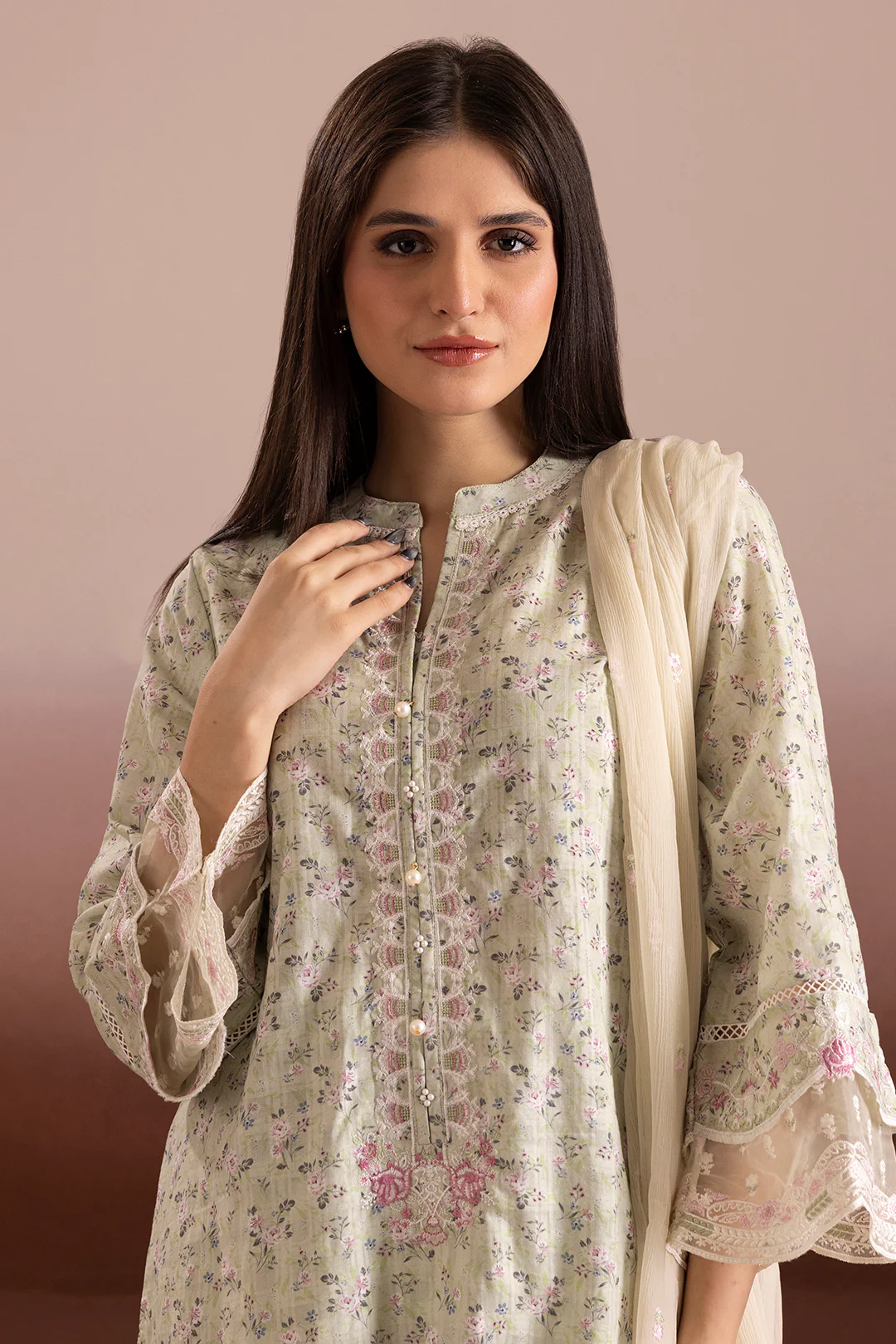 Embroidered Kurta Dupatta Trouser - 2267 - Image 2