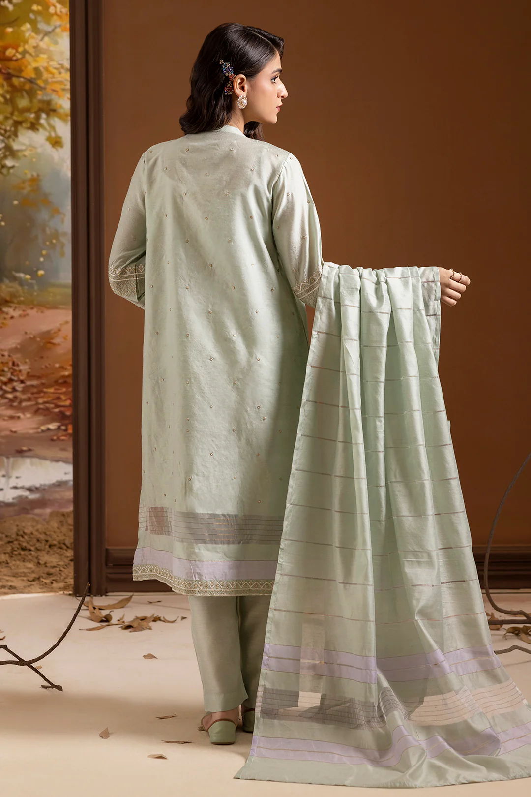 Embroidered Kurta Dupatta Trouser - 2505 - Image 9