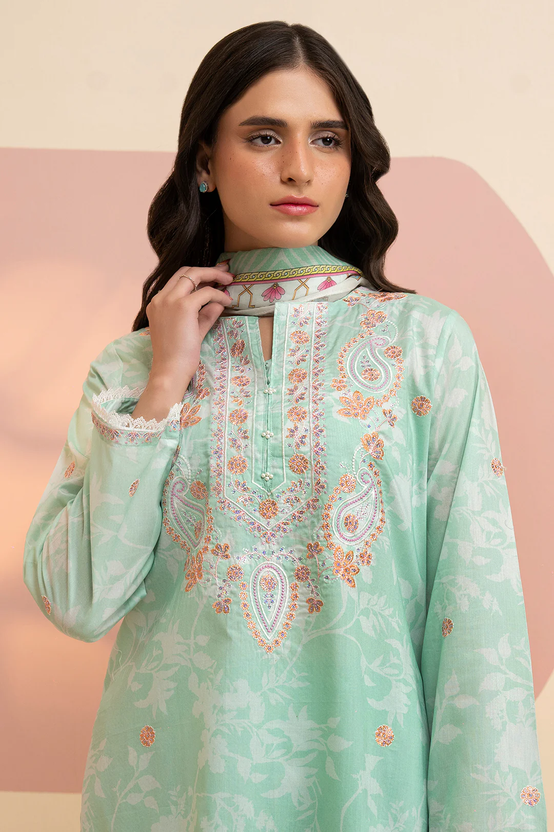 Embroidered Kurta Dupatta Trouser - 1455 - Image 2