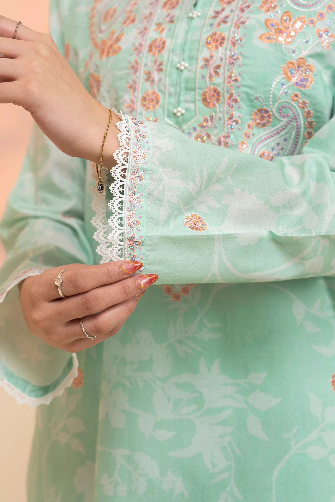 Embroidered Kurta Dupatta Trouser - 1455 - Image 6