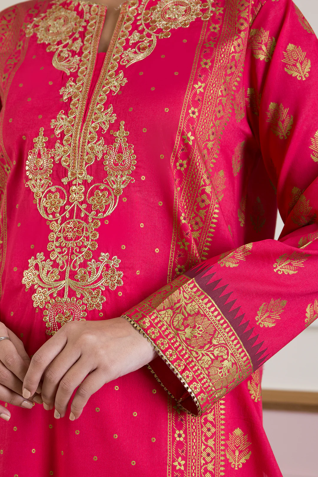 Embroidered Kurta Dupatta Trouser - 1456 - Image 4