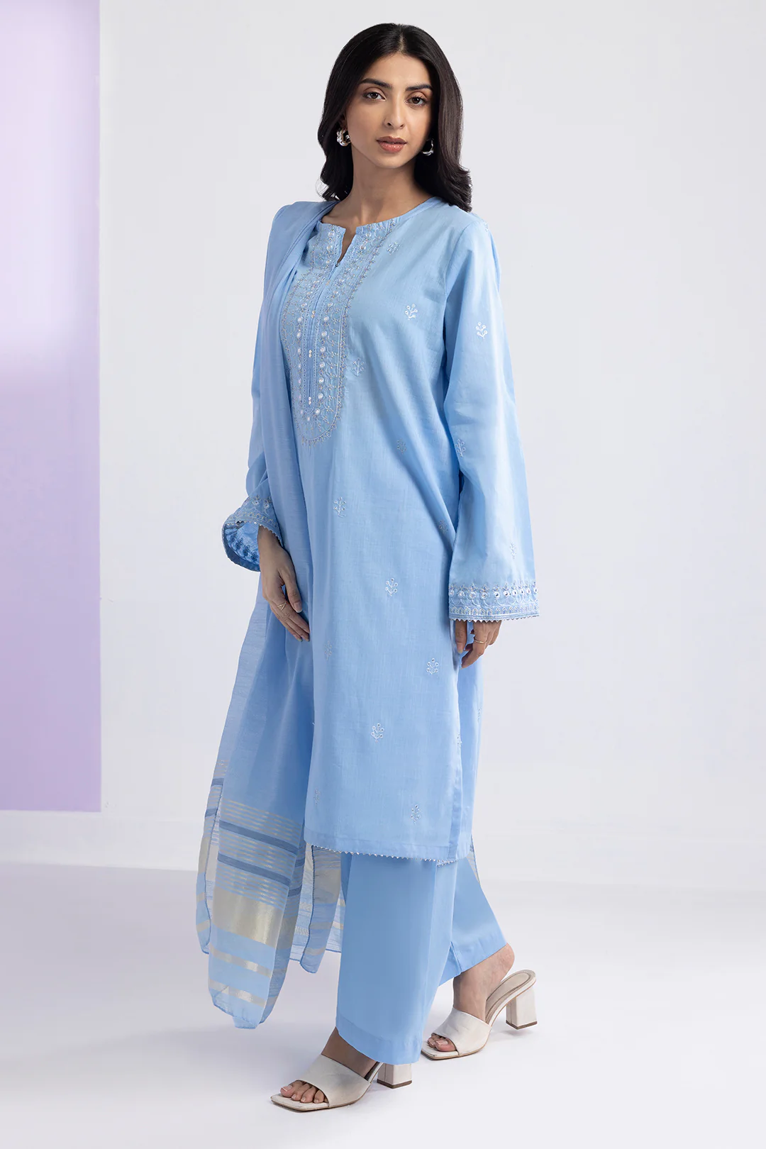 Embroidered Kurta Dupatta Trouser - 1491 - Image 10