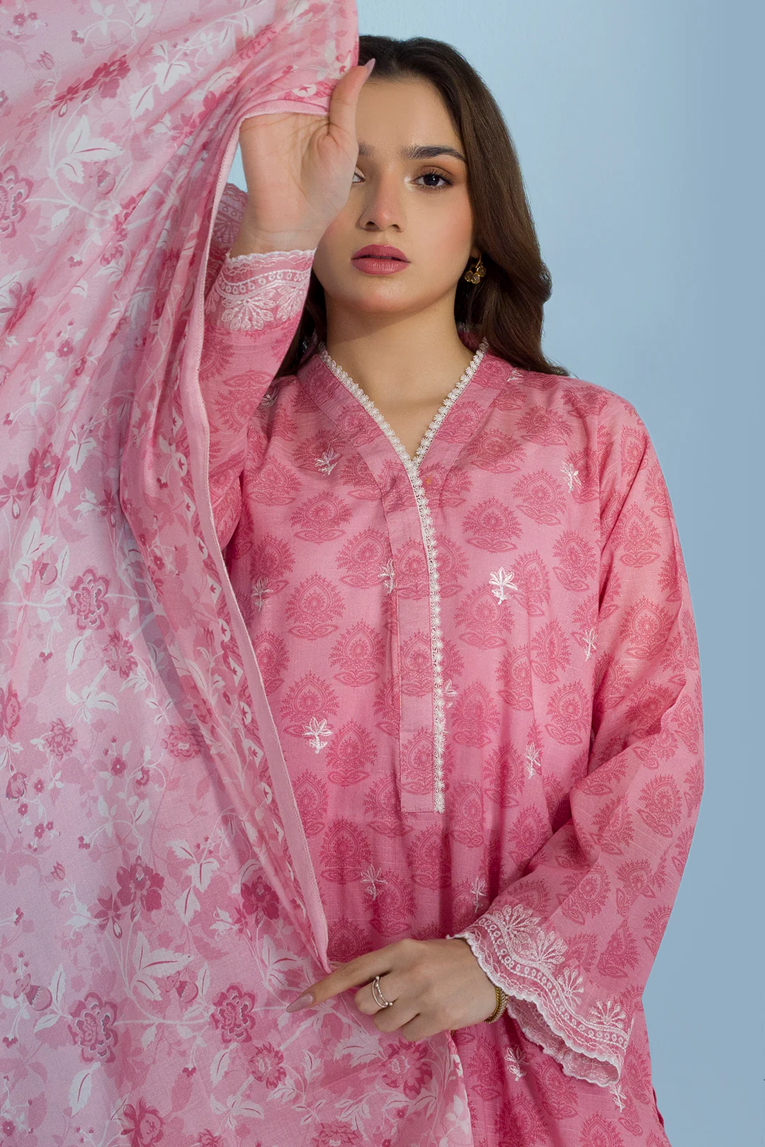 Embroidered Kurta Dupatta Trouser - 1580 - Image 2