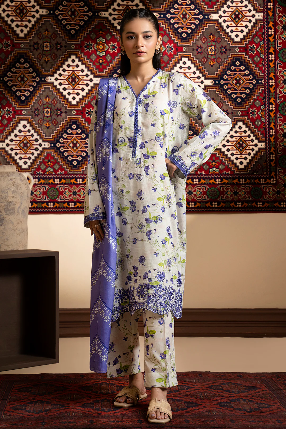 Embroidered Kurta Dupatta Trouser - 1628 - Image 3