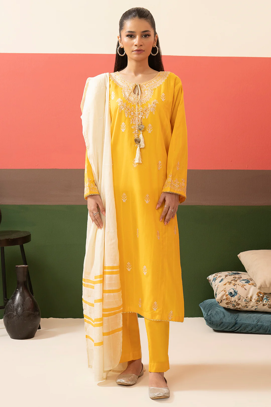 Embroidered Kurta Dupatta Trouser - 1631