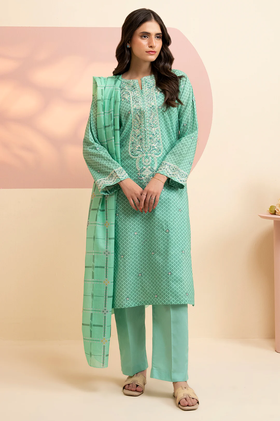 Embroidered Kurta Dupatta Trouser - 1710