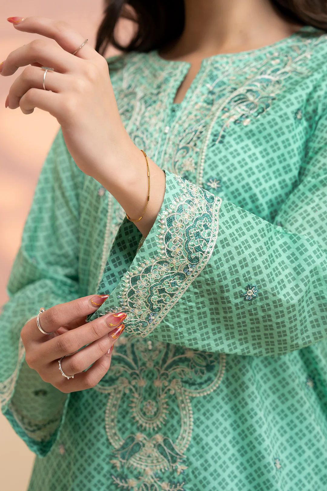 Embroidered Kurta Dupatta Trouser - 1710 - Image 4