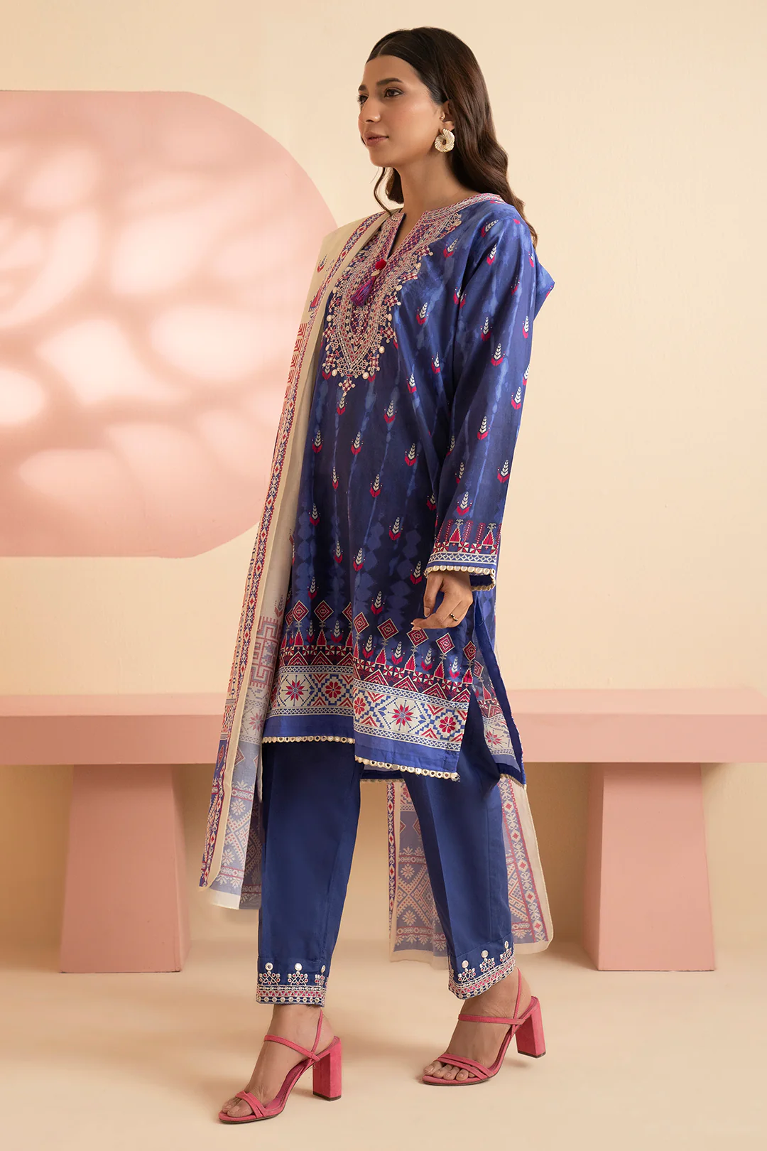 Embroidered Kurta Dupatta Trouser - 1715 - Image 7