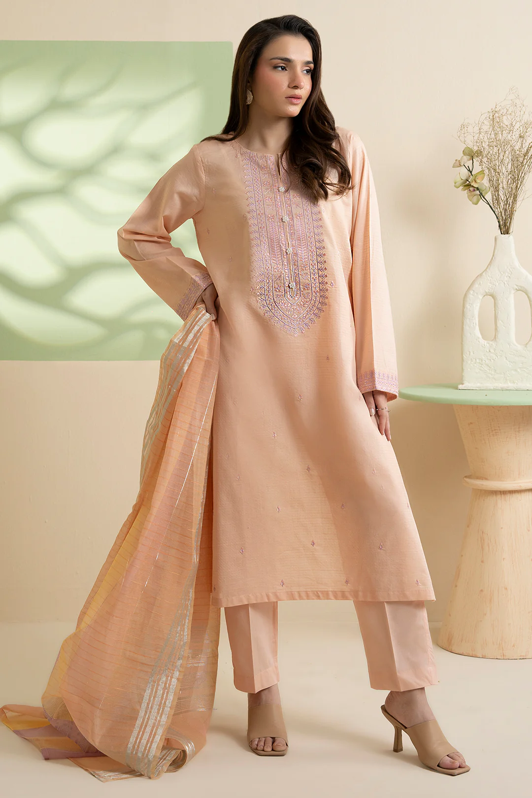 Embroidered Kurta Dupatta Trouser - 1718 - Image 3