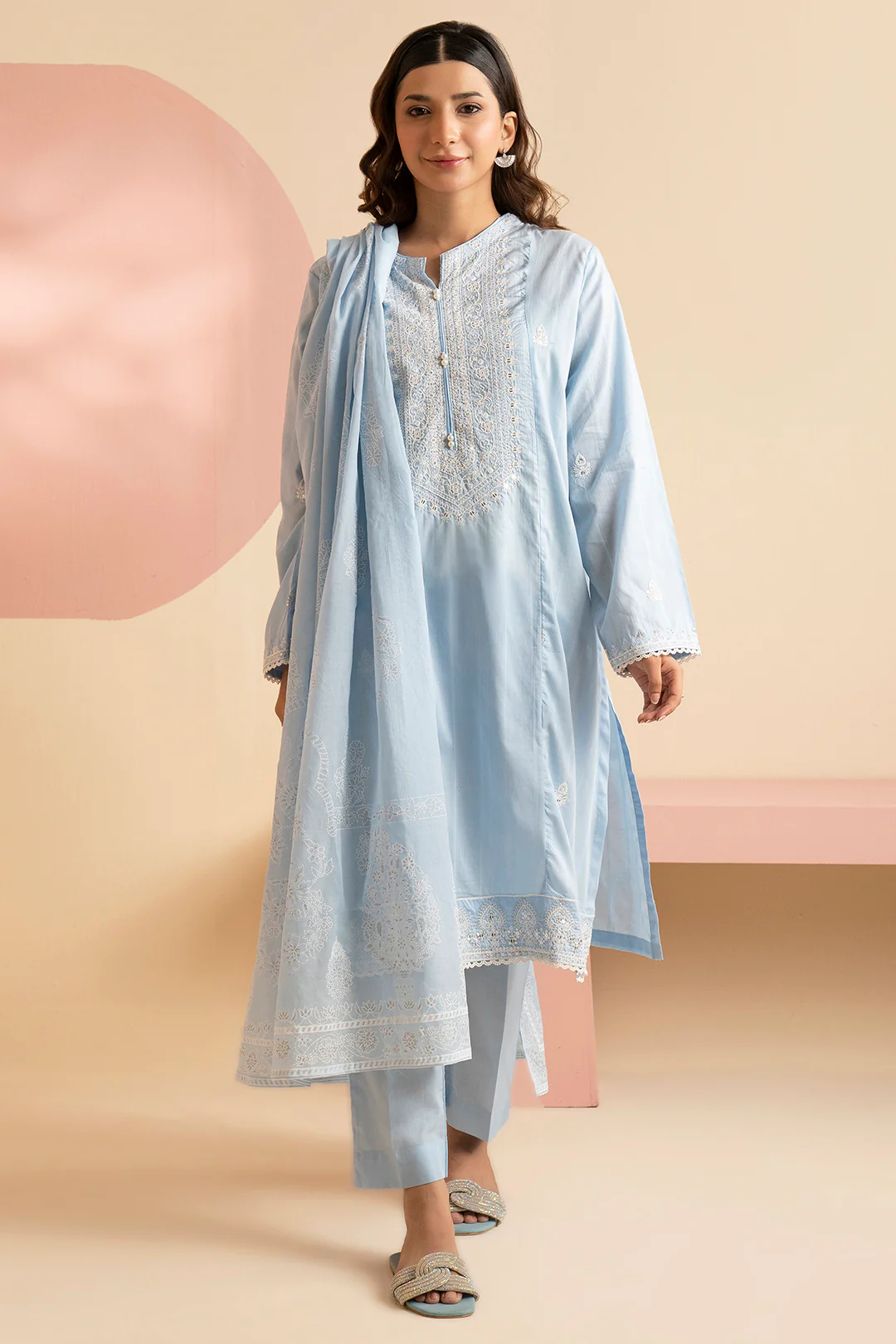 Embroidered Kurta Dupatta Trouser - 1788 - Image 6