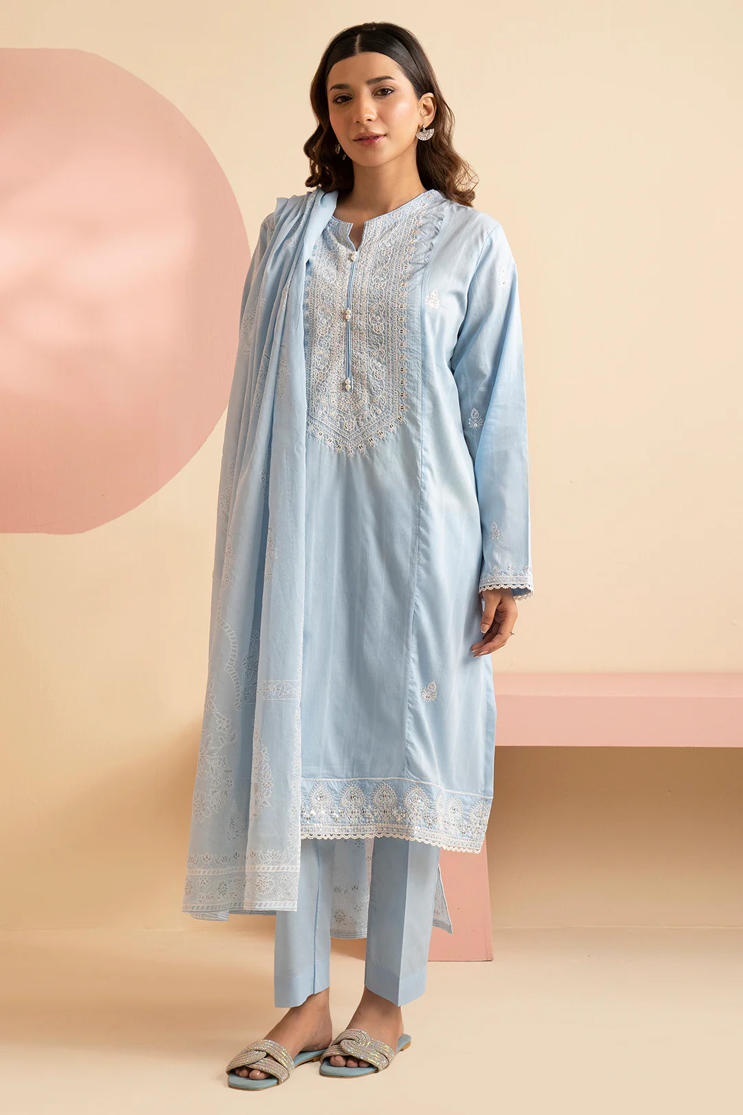 Embroidered Kurta Dupatta Trouser - 1788 - Image 7