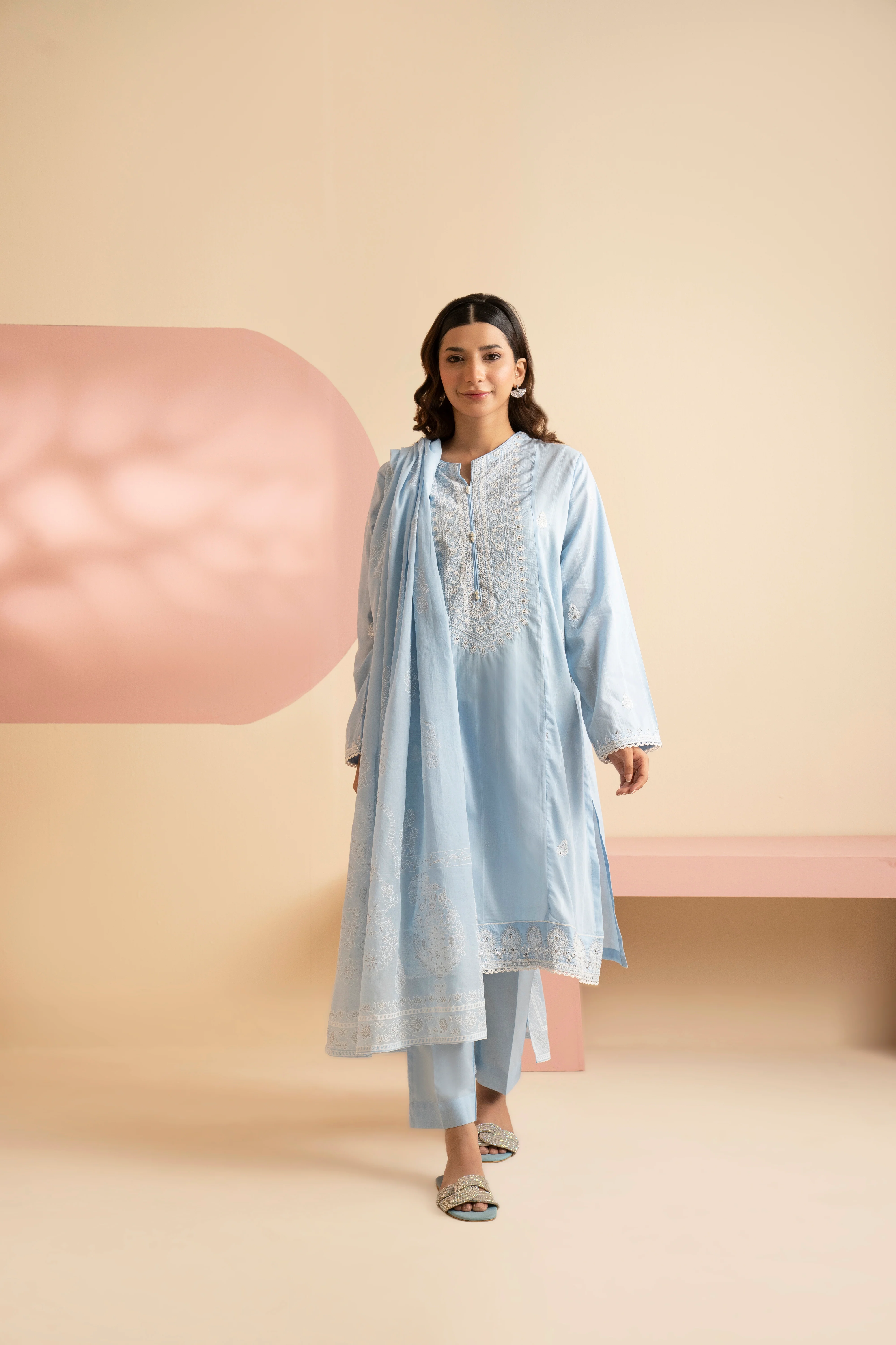 Embroidered Kurta Dupatta Trouser - 1788 - Image 9
