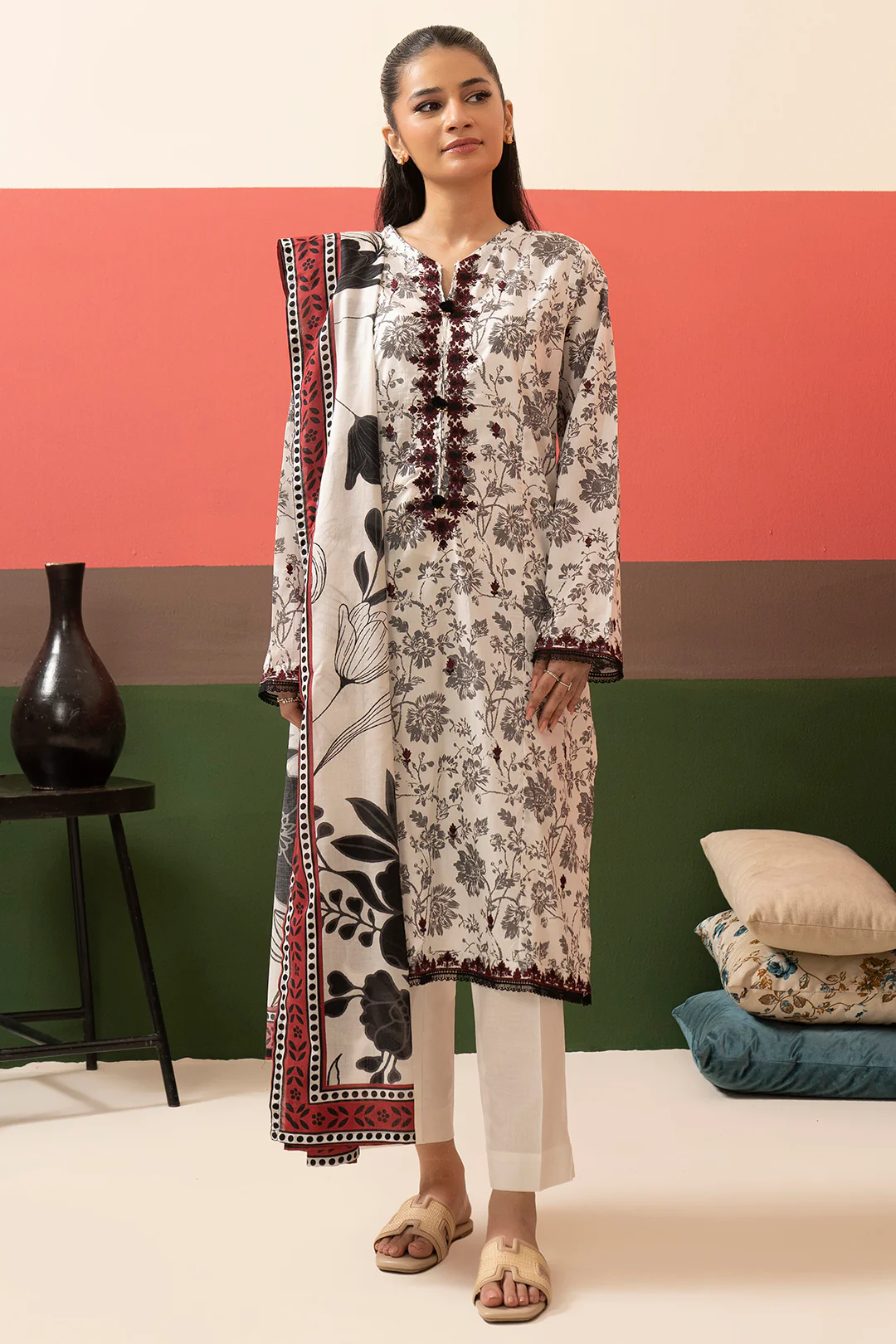 Embroidered Kurta Dupatta Trouser - 1833