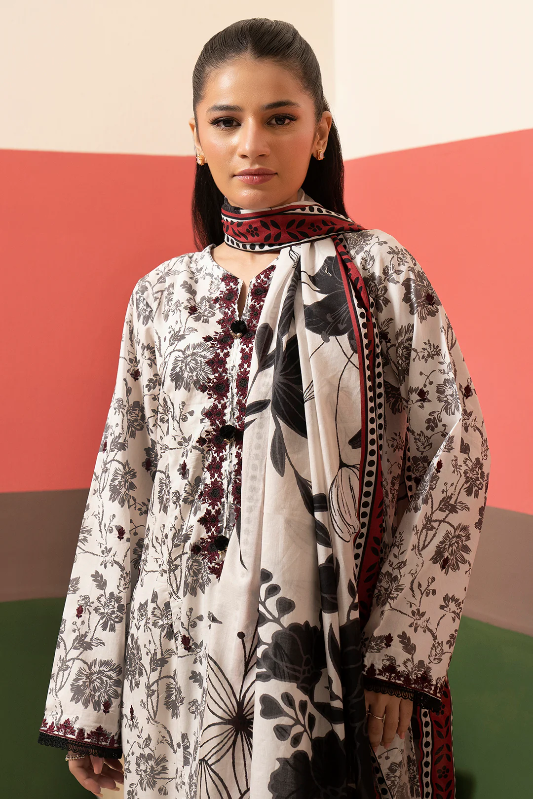 Embroidered Kurta Dupatta Trouser - 1833 - Image 2