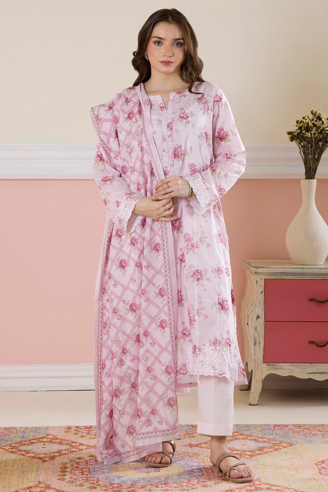 Embroidered Kurta Dupatta Trouser - 1988