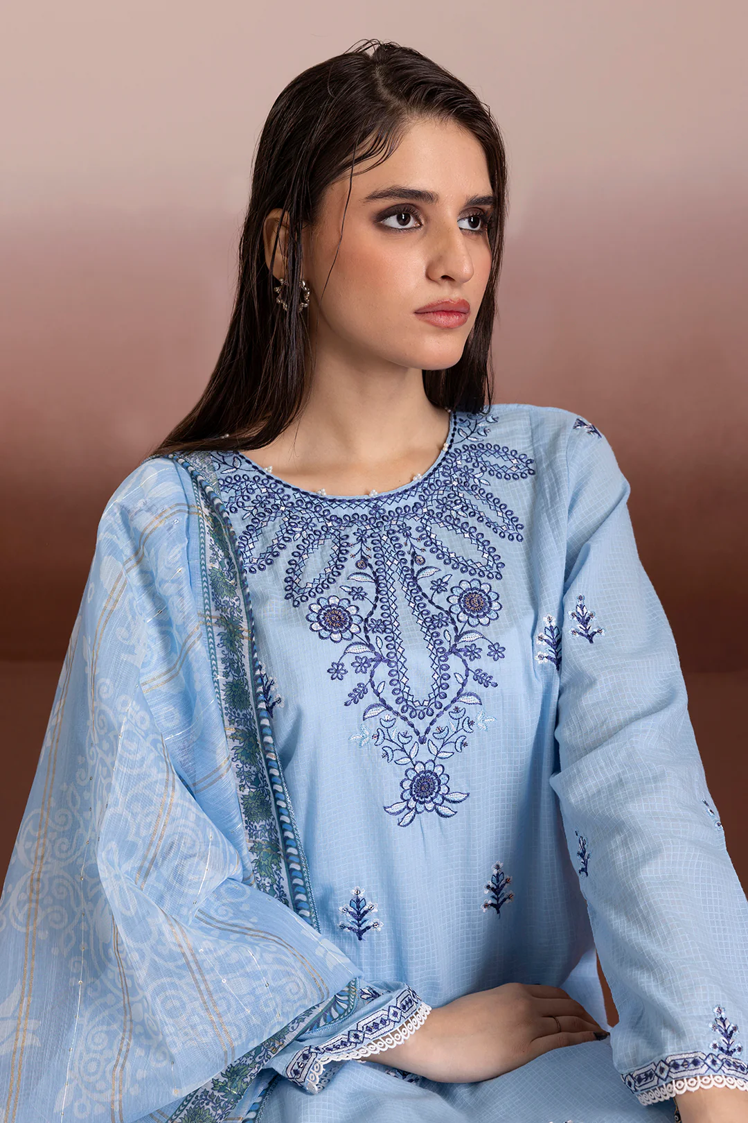 Embroidered Kurta Dupatta Trouser - 2021 - Image 6