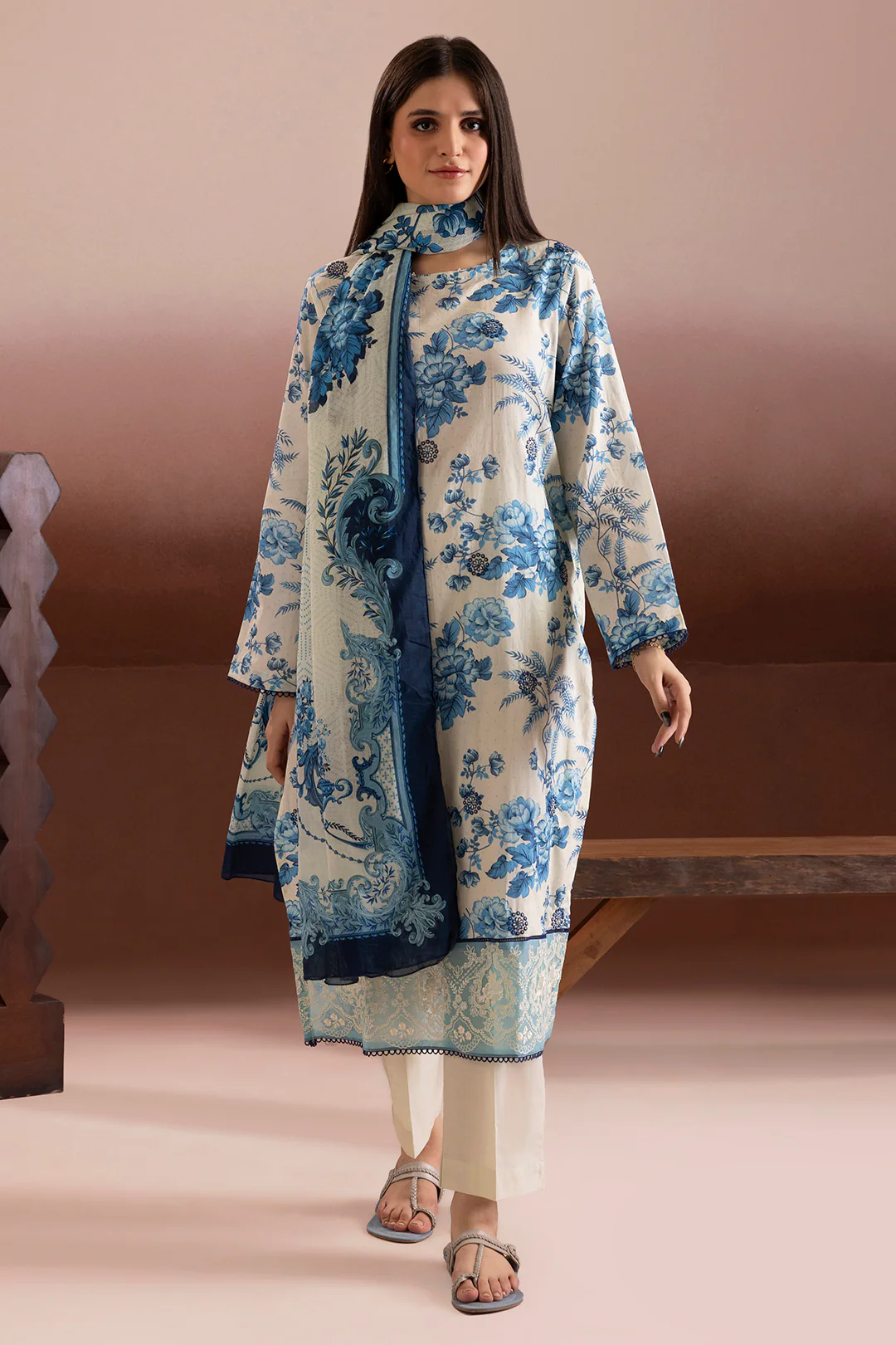 Embroidered Kurta Dupatta Trouser - 2112