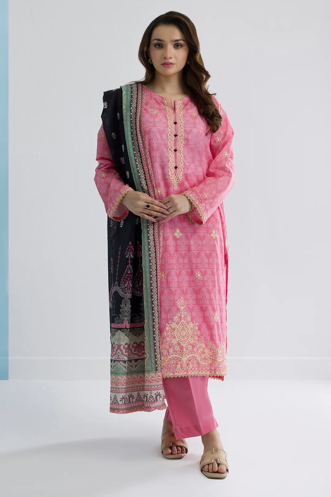 Embroidered Kurta Dupatta Trouser - 2198 - Image 6