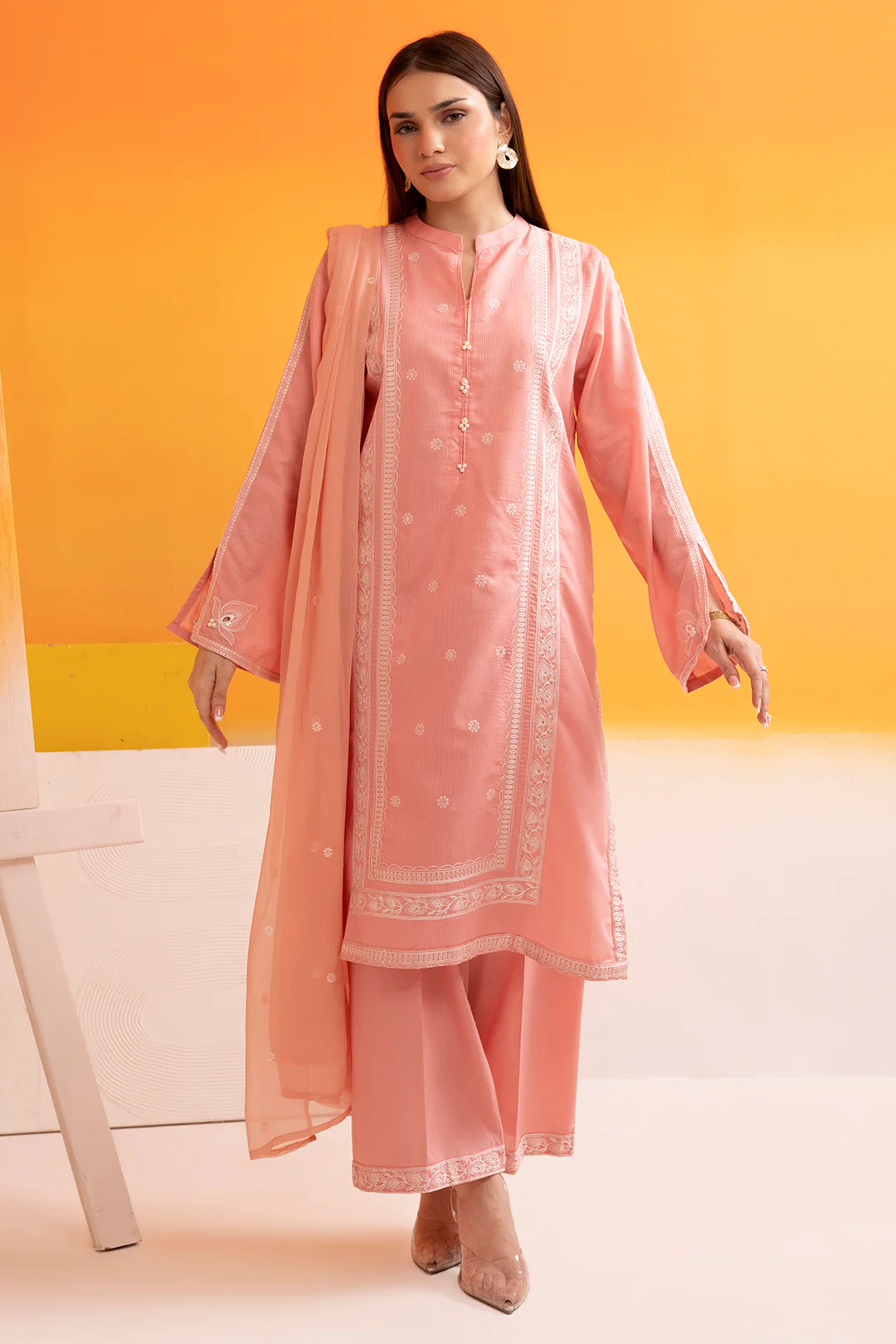 Embroidered Kurta Dupatta Trouser - 2523
