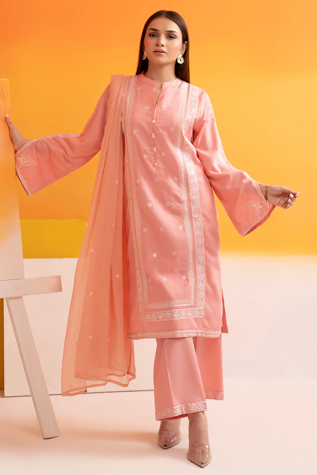 Embroidered Kurta Dupatta Trouser - 2523 - Image 4