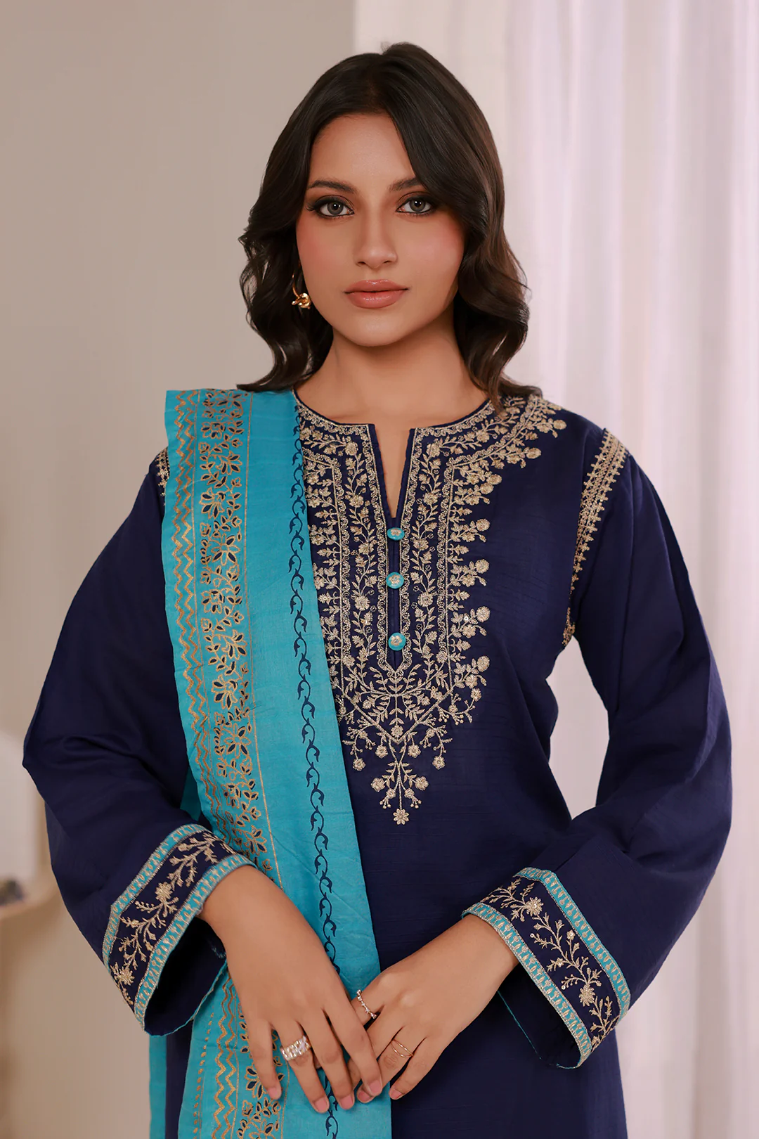 Embroidered Kurta Dupatta Trouser - 2533 - Image 2