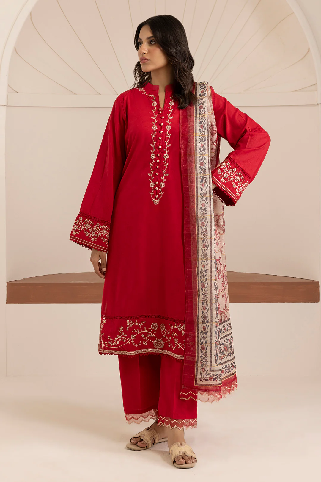Embroidered Kurta Dupatta Trouser - 2544 - Image 2