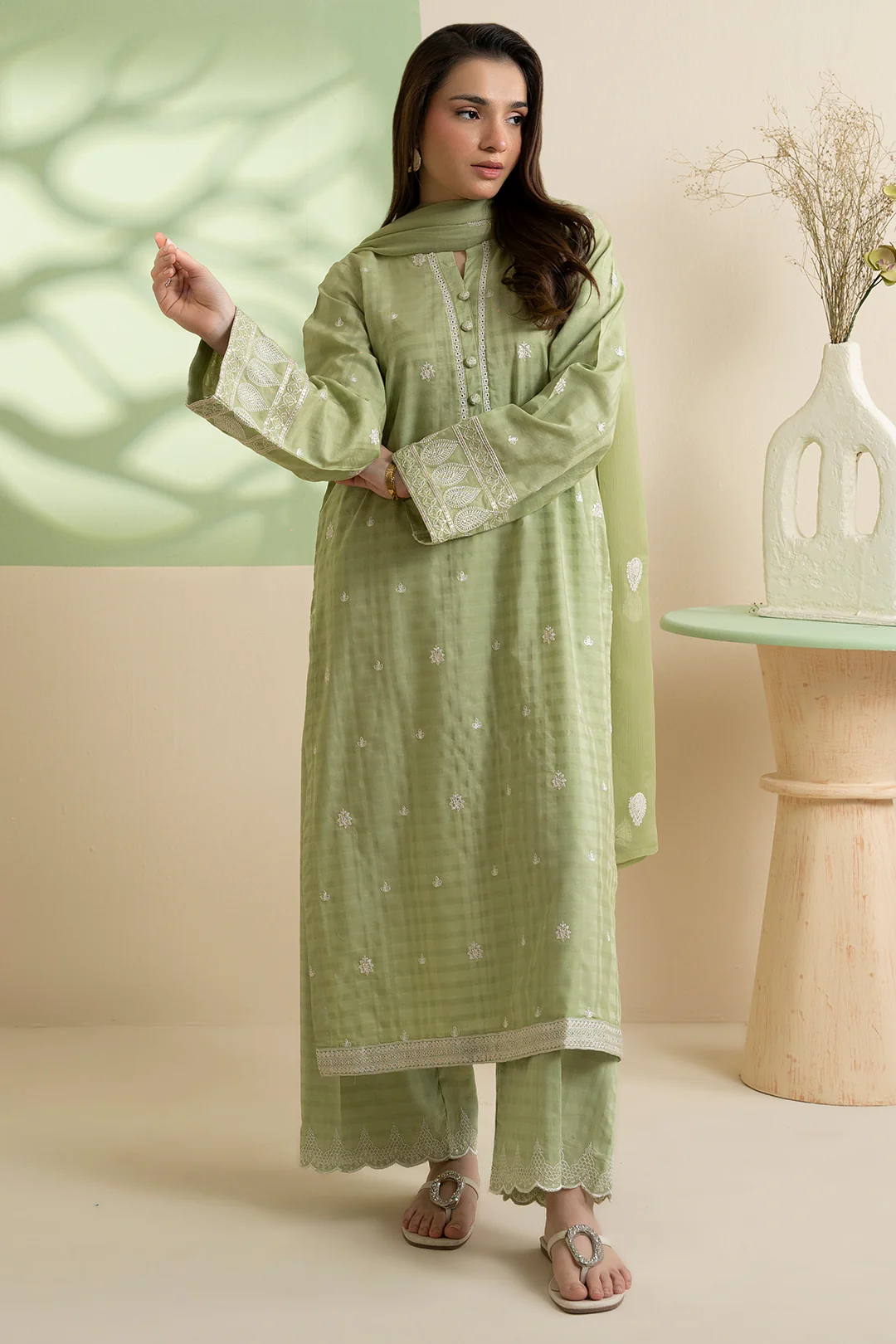 Embroidered Kurta Dupatta Trouser - 2577