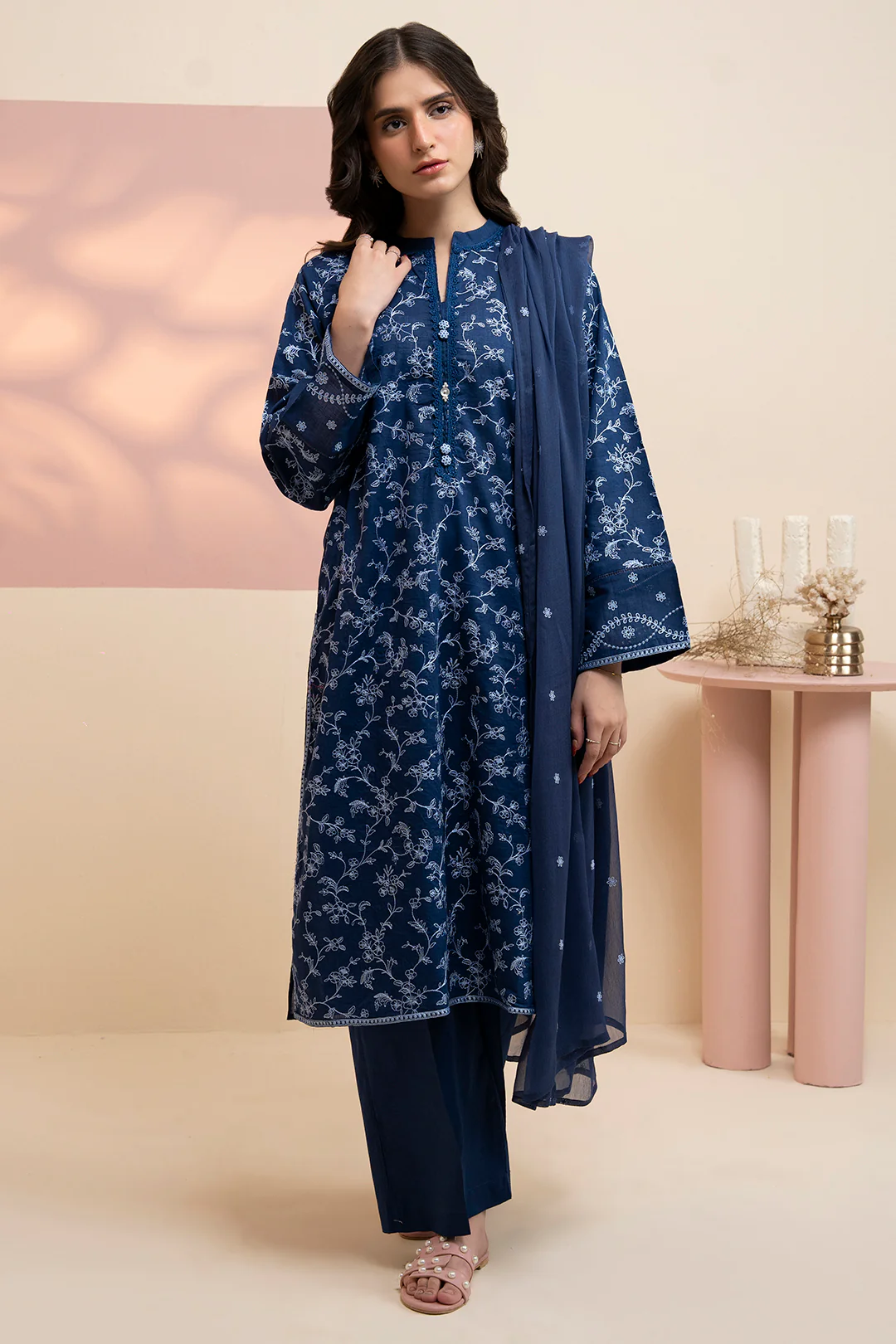 Embroidered Kurta Dupatta Trouser - 2584