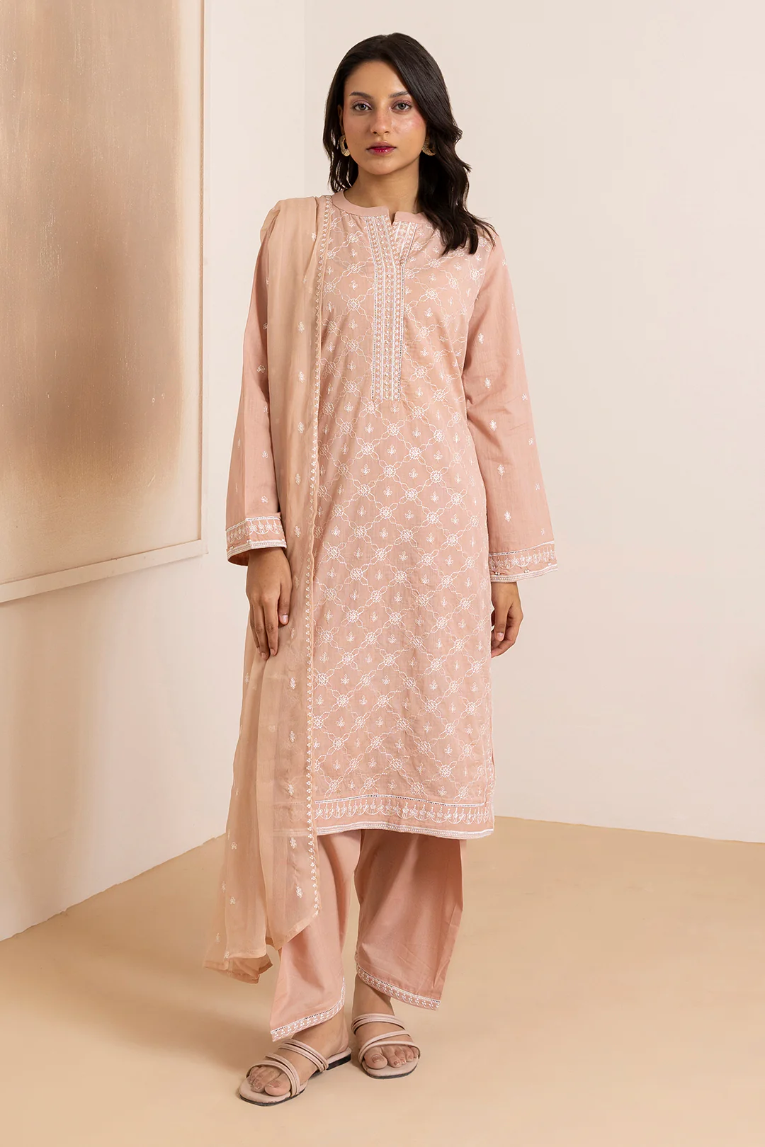 Embroidered Kurta Dupatta Trouser - 2585