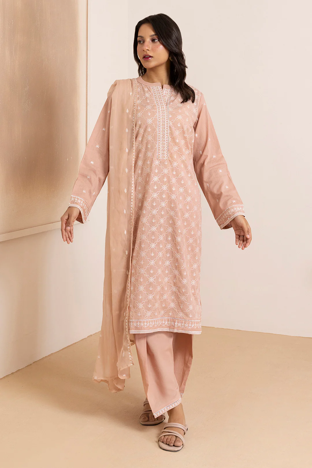 Embroidered Kurta Dupatta Trouser - 2585 - Image 3