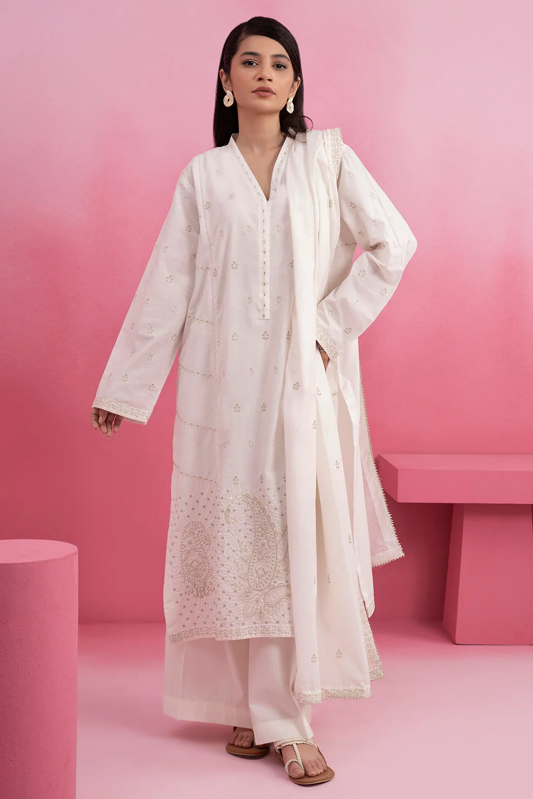 Embroidered Kurta Dupatta Trouser - 2605