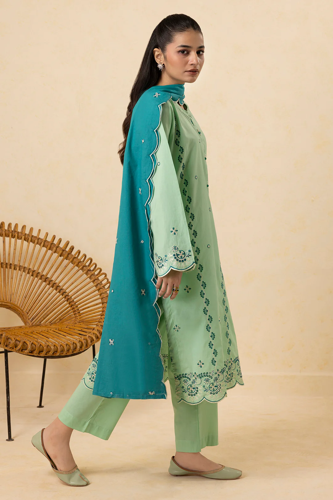 Embroidered Kurta Dupatta Trouser - 2610 - Image 5