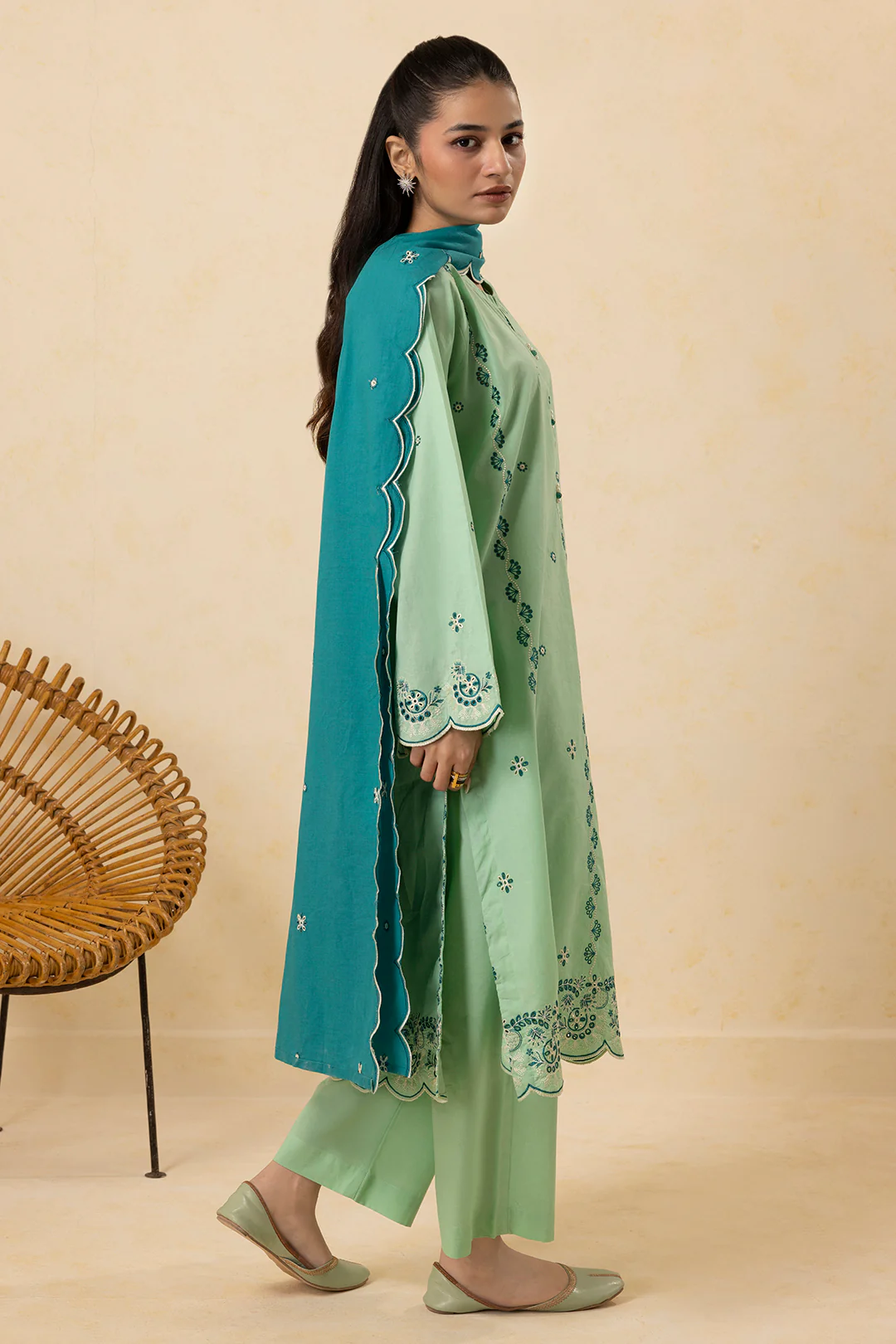 Embroidered Kurta Dupatta Trouser - 2610 - Image 6