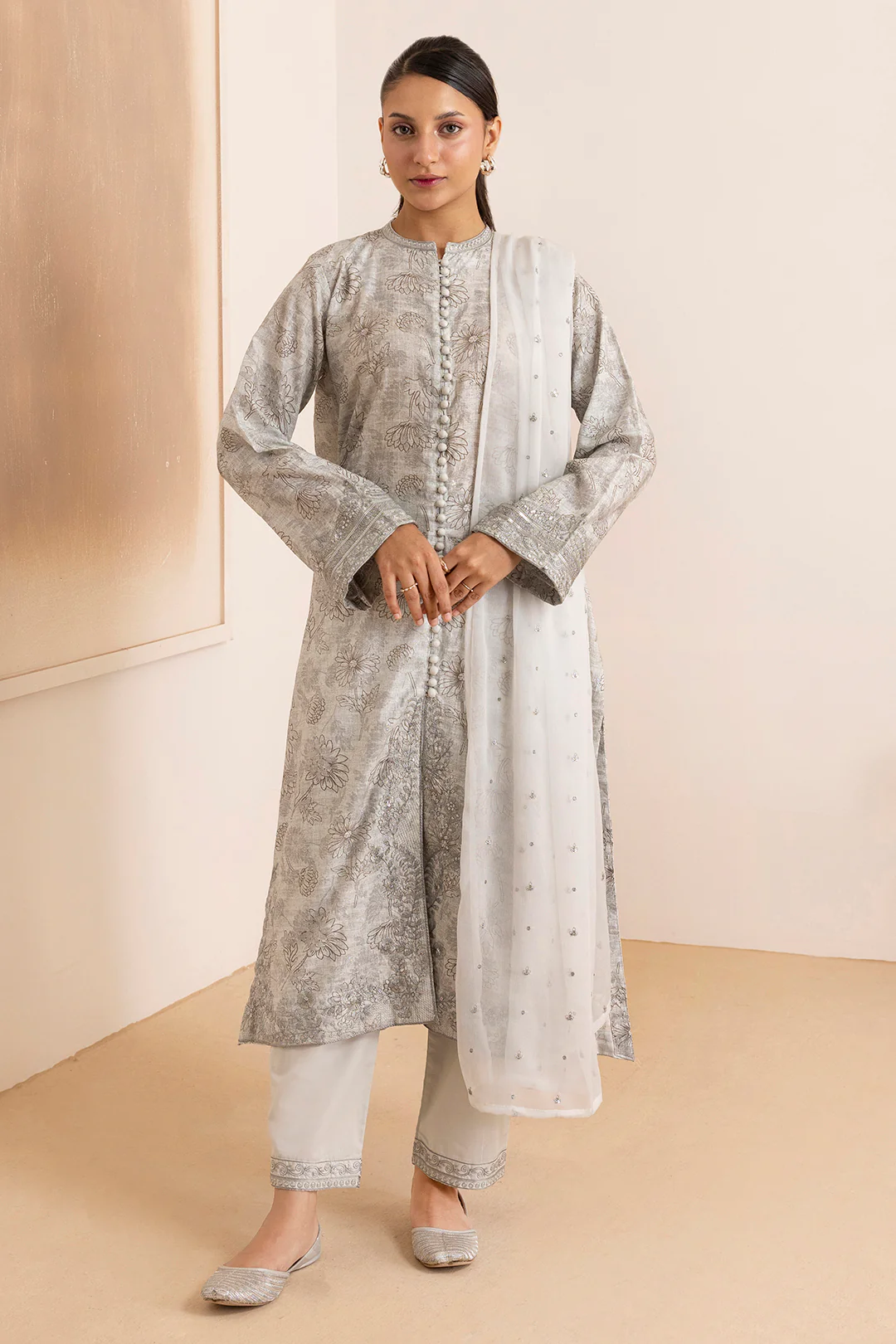Embroidered Kurta Dupatta Trouser - 2636
