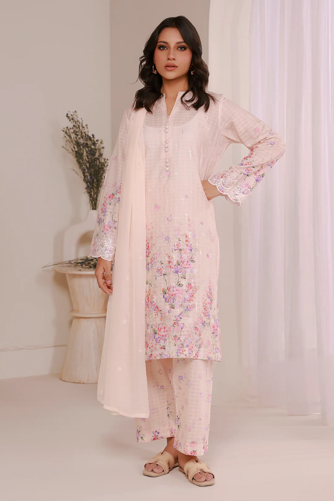 Embroidered Kurta Dupatta Trouser - 2643 - Image 3
