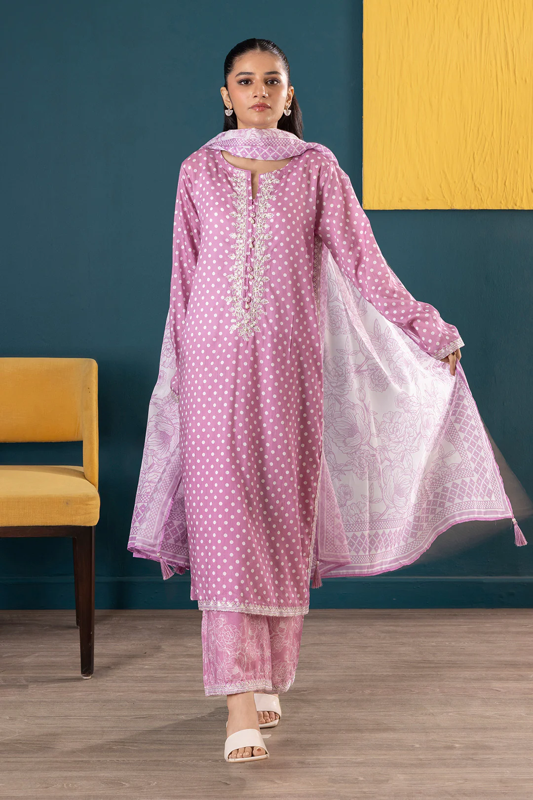 Embroidered Kurta Dupatta Trouser - 2645 - Image 9