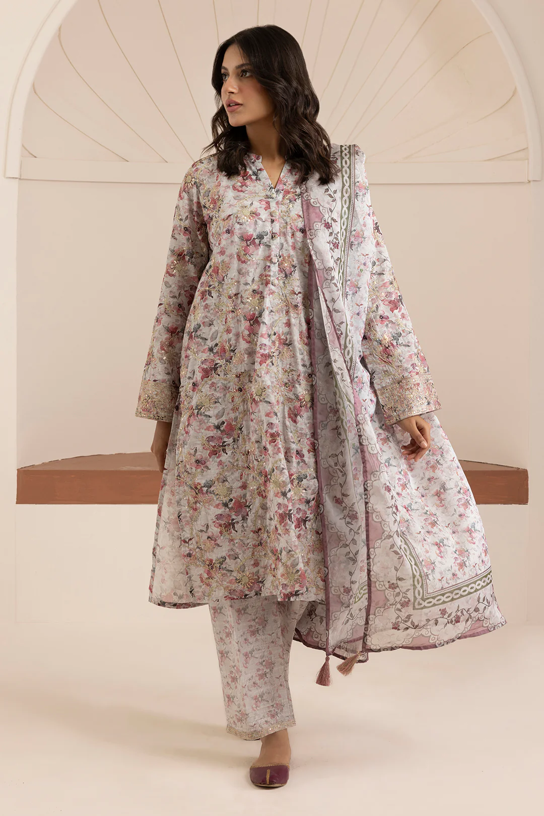 Embroidered Kurta Dupatta Trouser - 2653 - Image 3