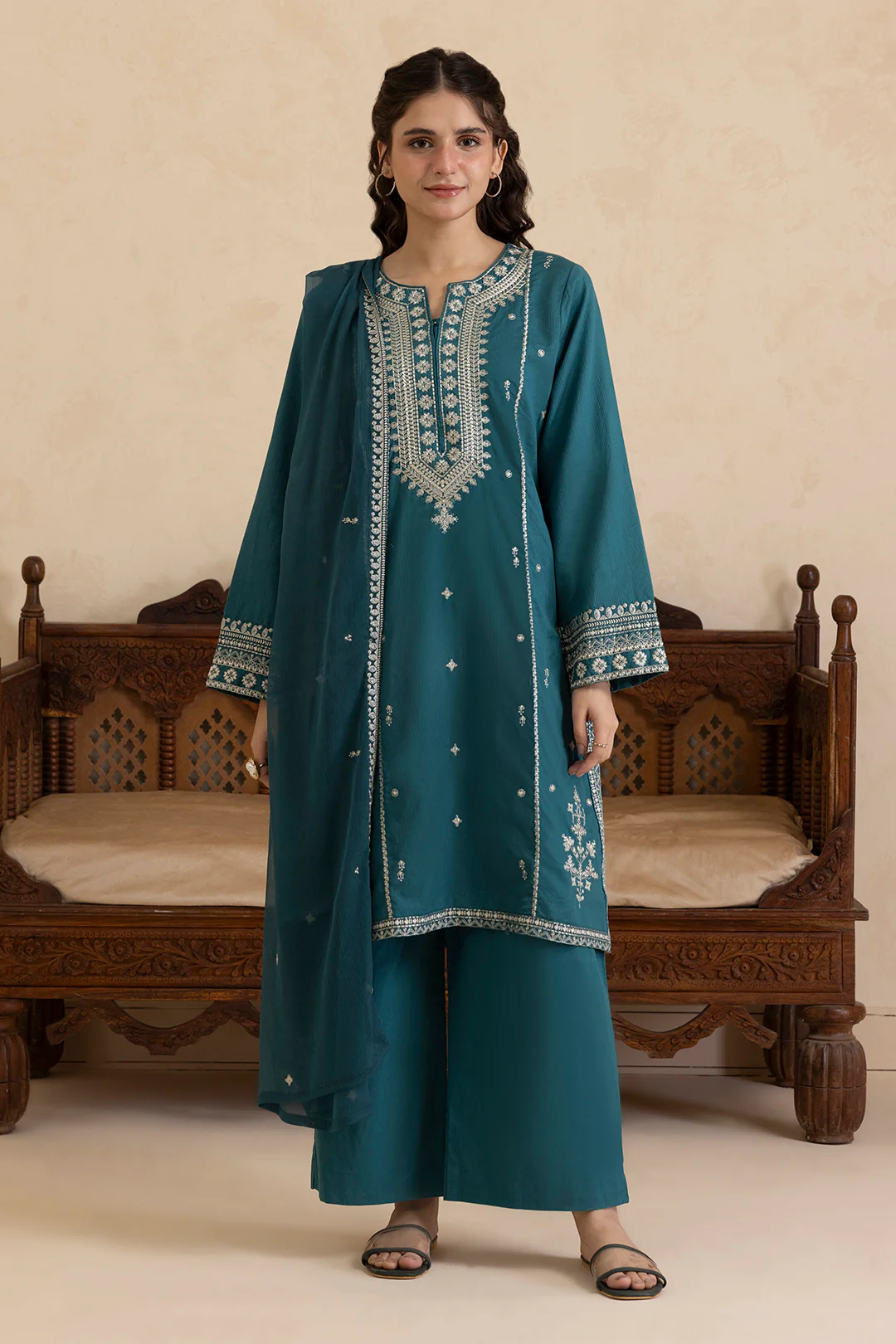 Embroidered Kurta Dupatta Trouser - 2669 - Image 3