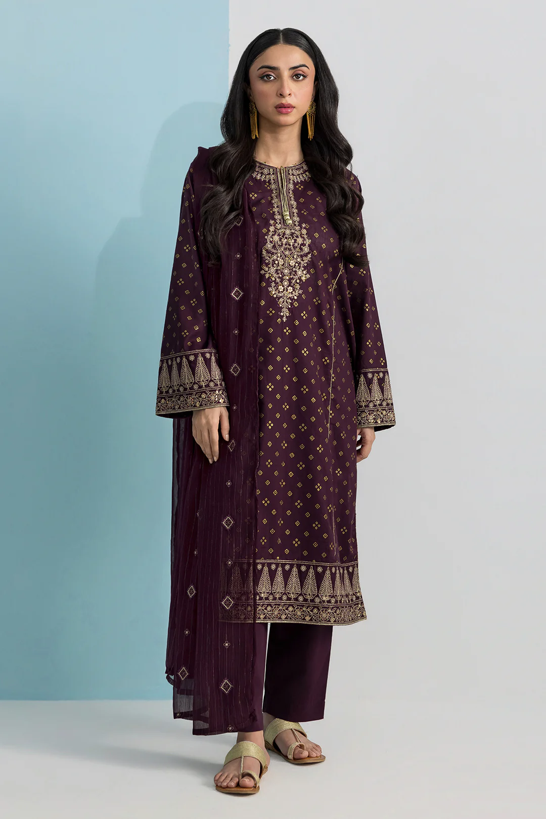 Embroidered Kurta Dupatta Trouser - 2691 - Image 3