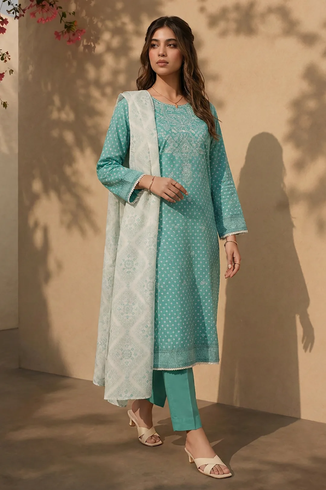 Embroidered Kurta Dupatta Trouser - 1962 - Image 2