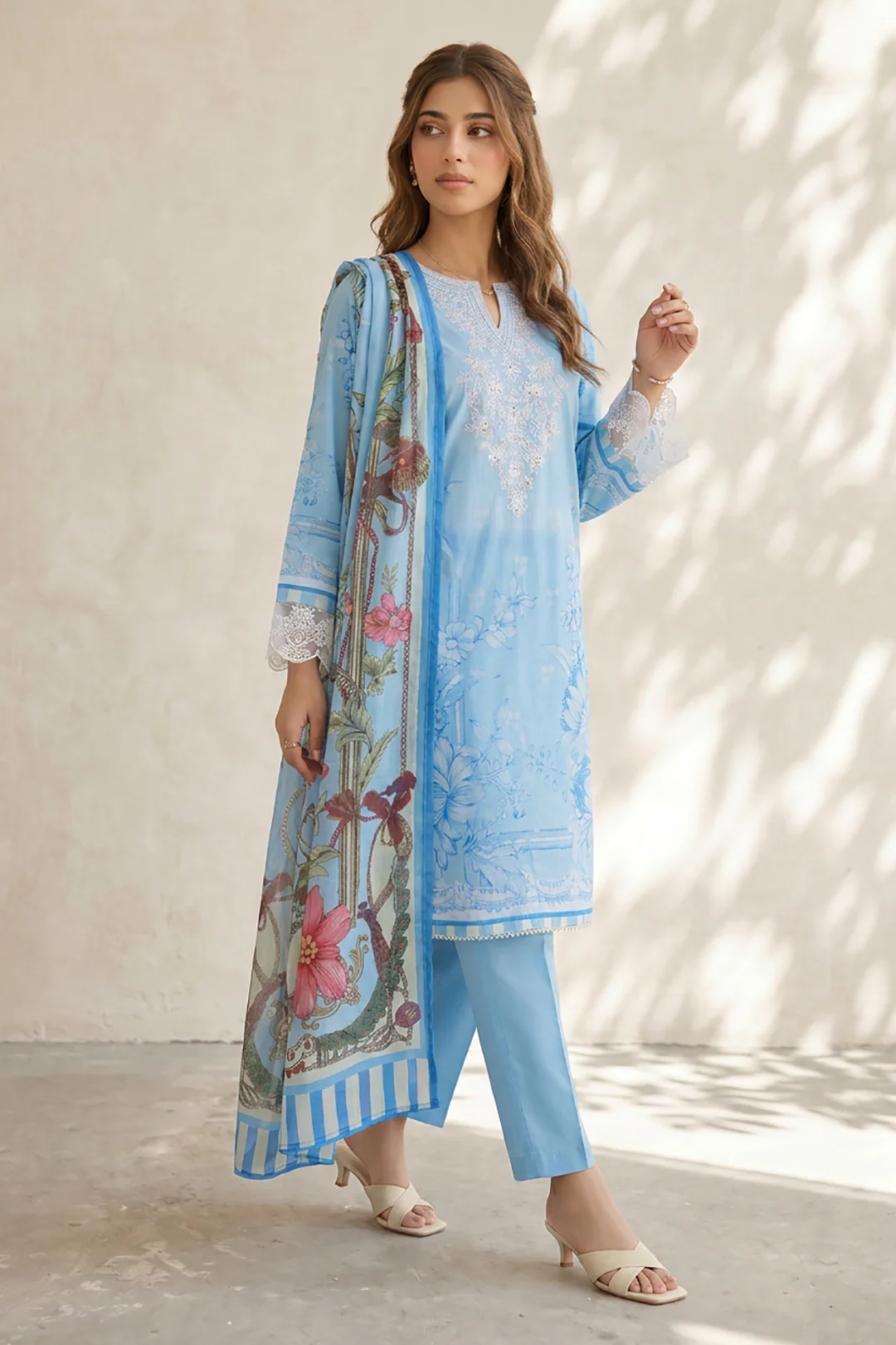 Embroidered Kurta Dupatta Trouser - 2199 - Image 2