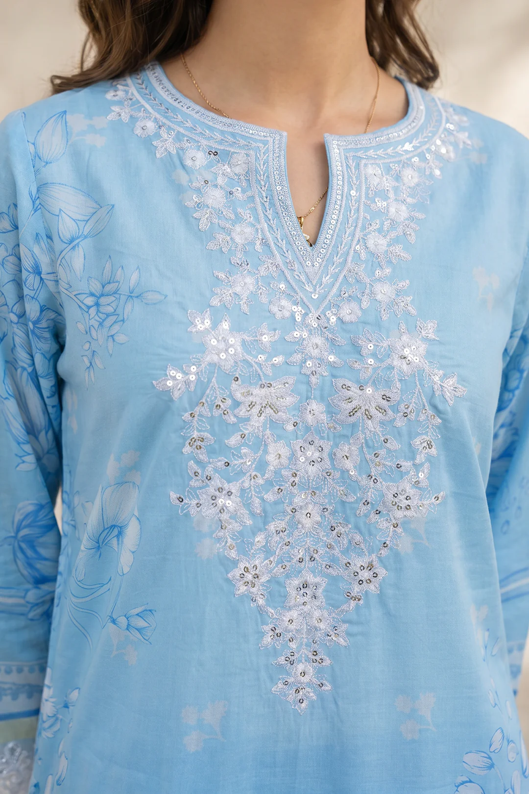 Embroidered Kurta Dupatta Trouser - 2199 - Image 3