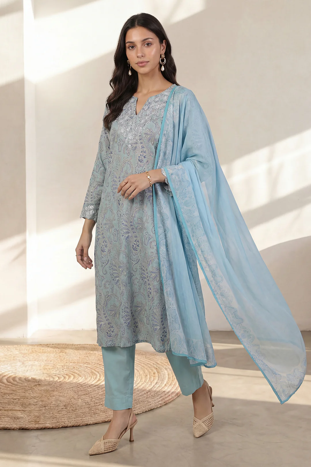 Embroidered Kurta Dupatta Trouser - 2202 - Image 2