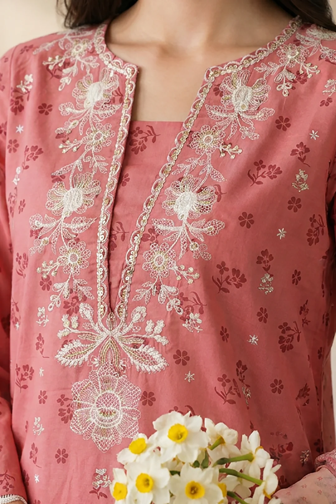 Embroidered Kurta Dupatta Trouser - 2209 - Image 3