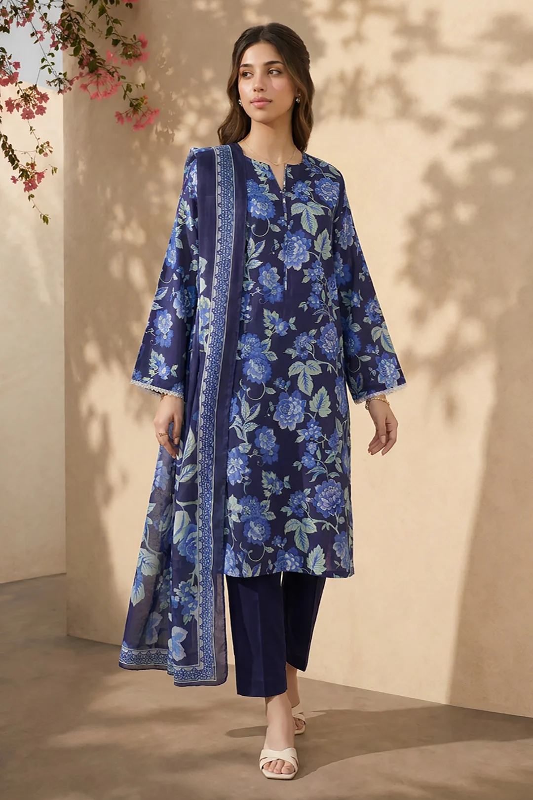 Embroidered Kurta Dupatta Trouser - 2455 - Image 2