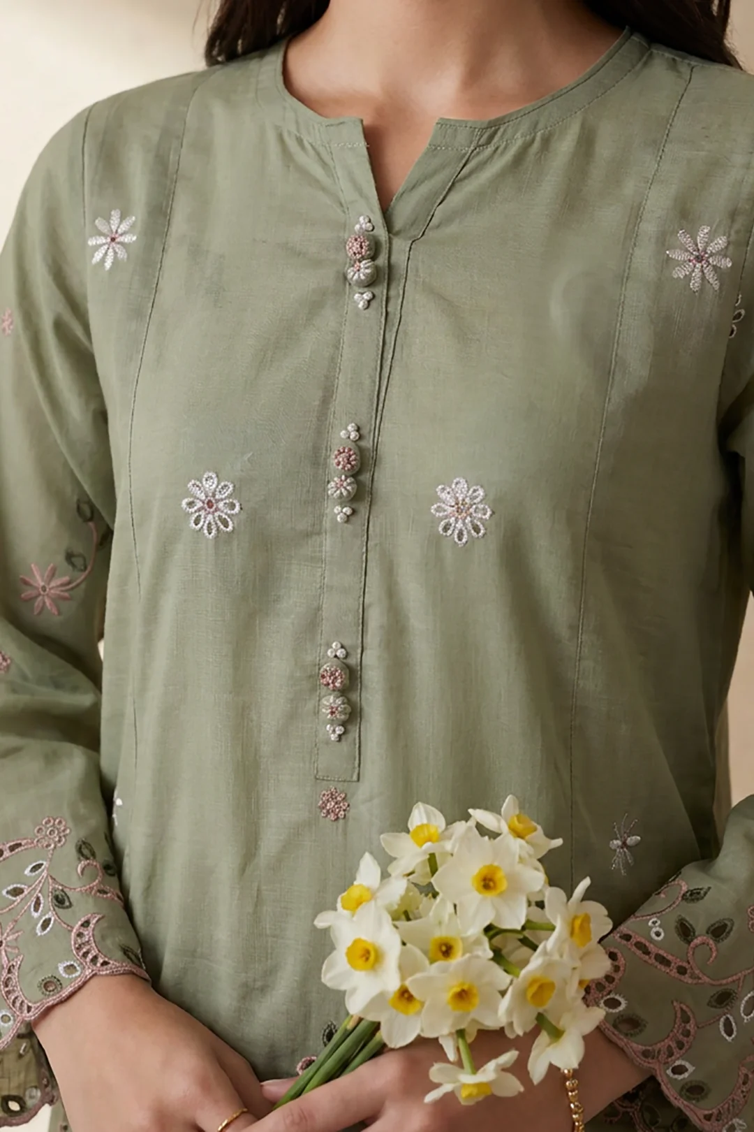 Embroidered Kurta Dupatta Trouser - 3723 - Image 3