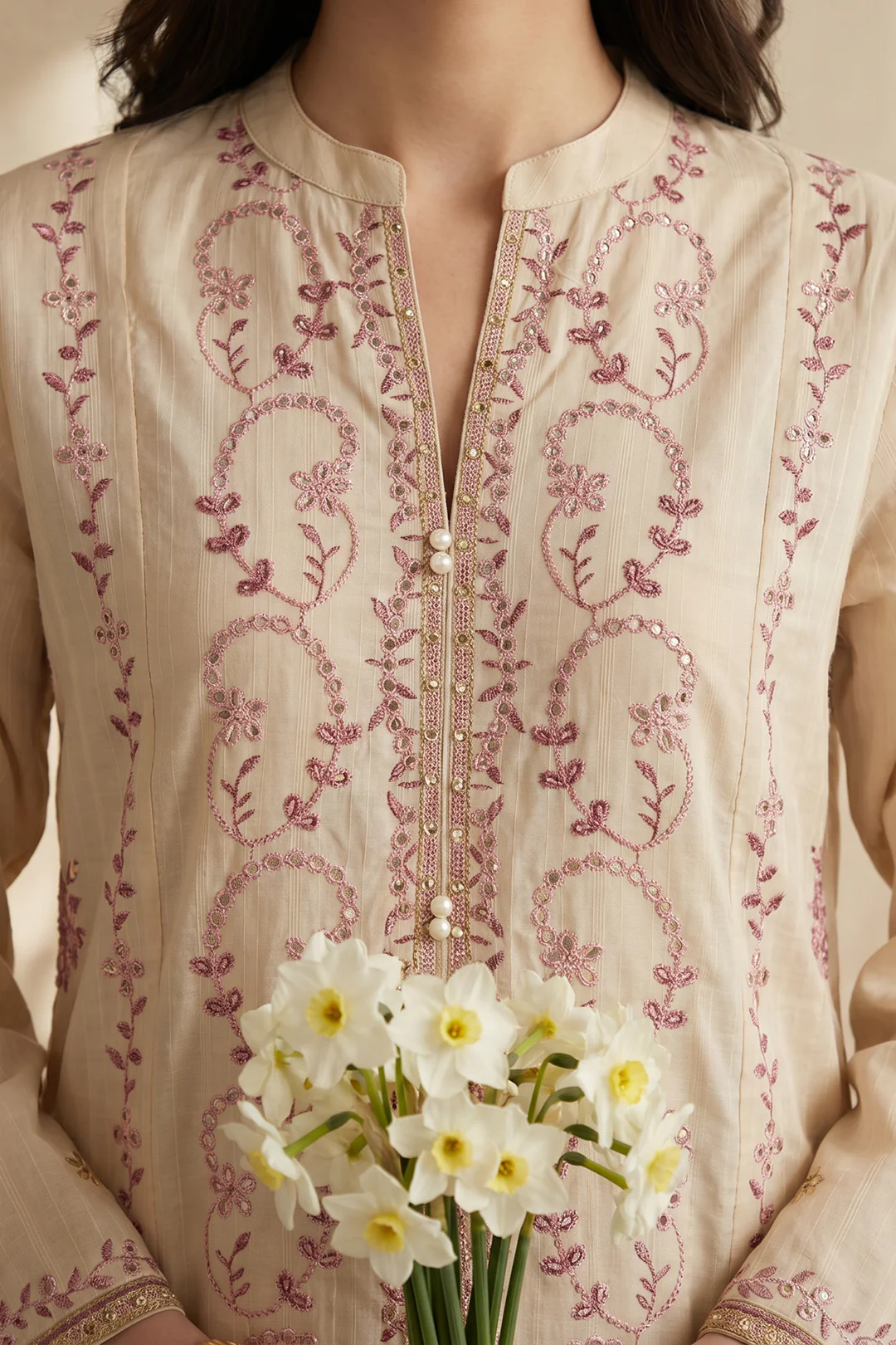 Embroidered Kurta Dupatta Trouser - 3725 - Image 3