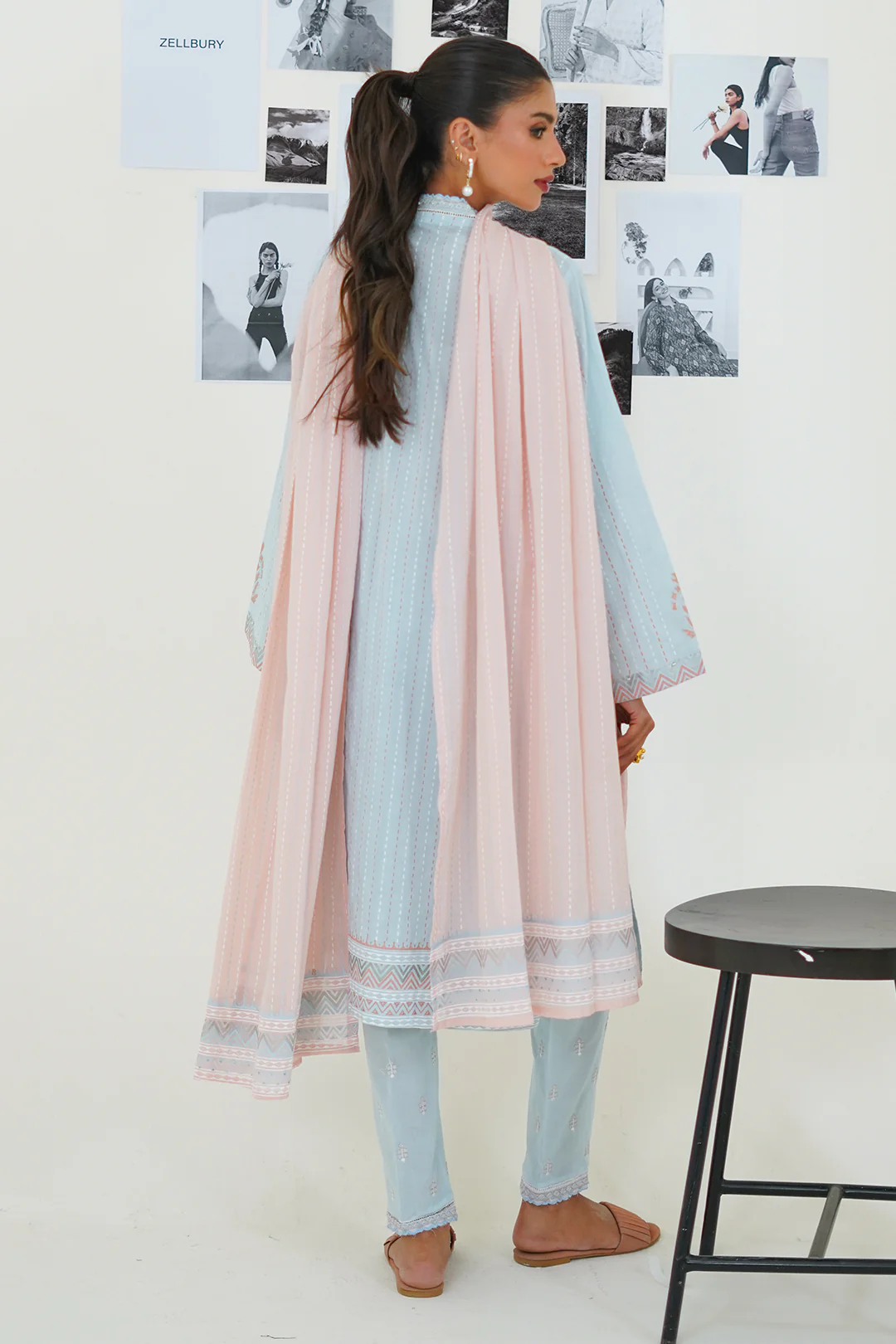Embroidered Kurta Dupatta Trouser - 0756 - Image 6