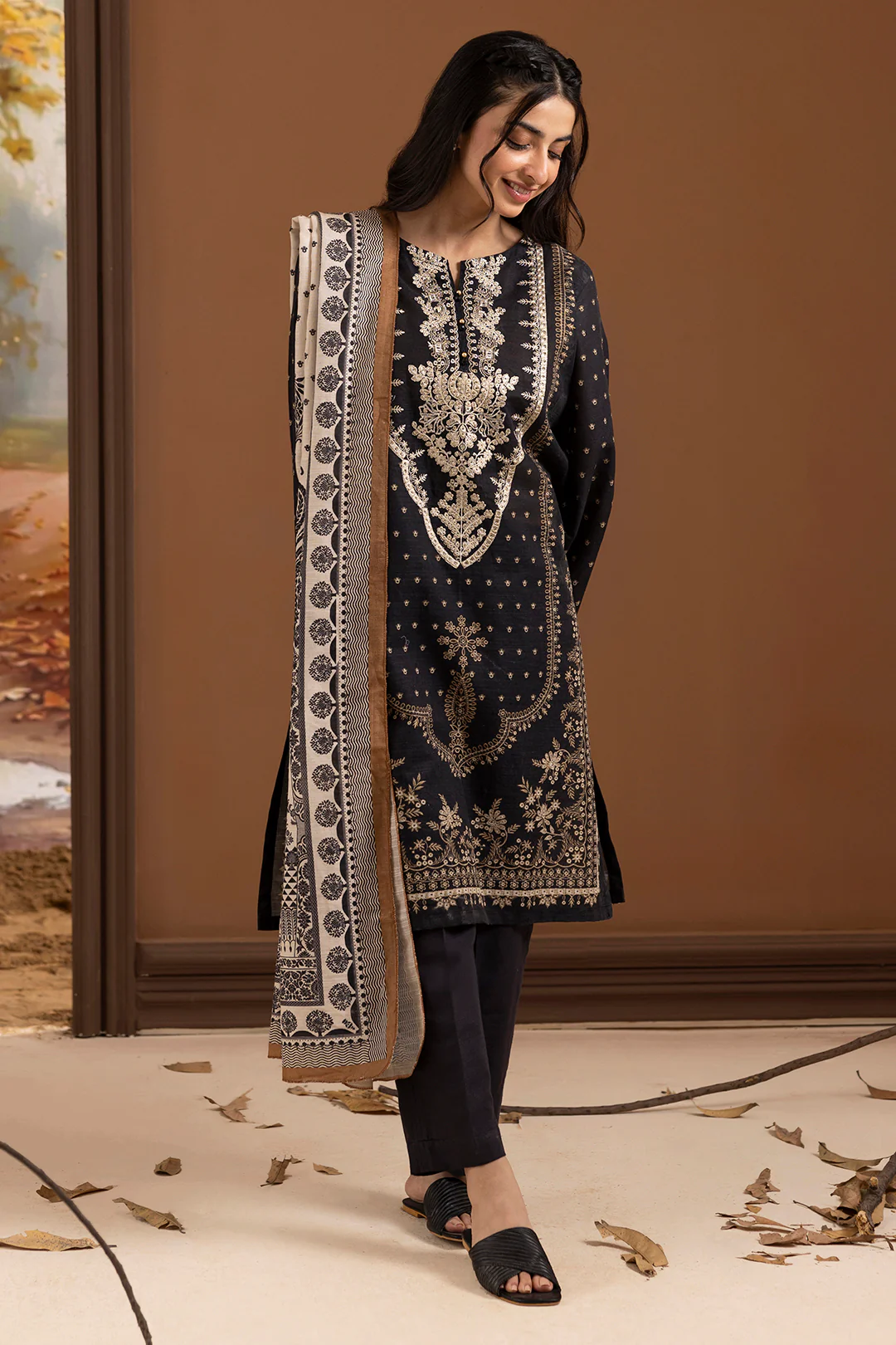 Embroidered Kurta Dupatta Trouser - 3014