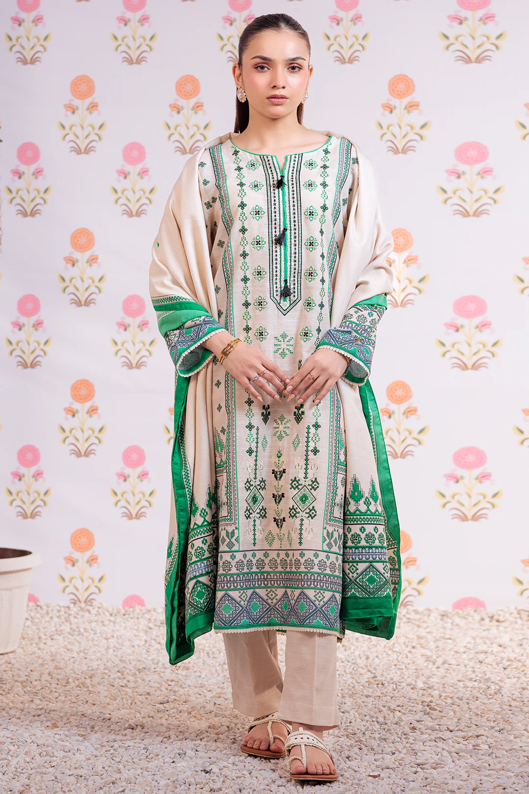 Embroidered Kurta Dupatta Trouser - 3075 - Image 4